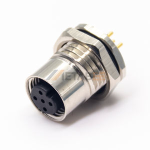 Connecteur femelle M12 à 5 pôles, codage <span class=keywords><strong>A</strong></span>, montage sur circuit imprimé, montage en cloison, filetage M16, droit, IP67, prise DeviceNet - Product Image 1