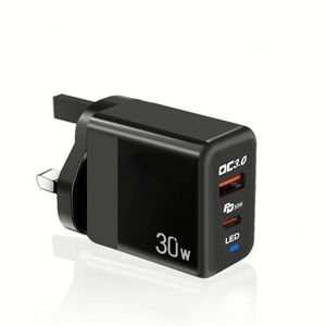 Cargador de Teléfono de 30W con Carga Rápida Tipo C, Enchufe US/EU/UK, Bloque de Carga Rápida para Teléfono Móvil - Product Image 1
