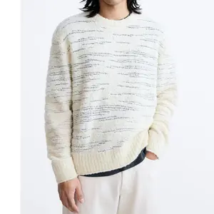 LOGOTIPO personalizado hombres suéter de manga larga tejido textura Jersey invierno cuello redondo tejido suéter personalizado para los hombres