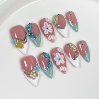Vente en gros de faux ongles haut de gamme lisses faits à la main, design personnalisé, couverture complète, nail art pour l'automne