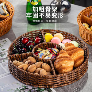 ตะกร้าผลไม้ทรงกลมสีฟ้าแบบสาน พลาสติกอเนกประสงค์ ถาดใส่ขนมสำหรับห้องนั่งเล่น ภาชนะเก็บอาหารสำหรับใช้ในบ้าน - Product Image 3