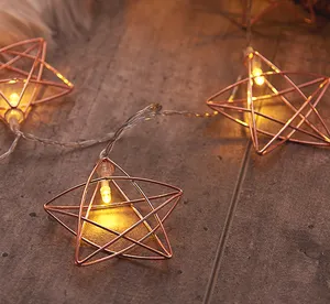 Penjualan laris lampu tali rantai pesta peri LED bintang berkabel logam Nordik dalam ruangan luar ruangan dekorasi Natal liburan