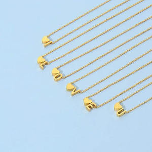 Hip-hop Texture Heart Letter Necklace Stainless Steel Plated 18k Gold Mini 26 Letter <b>Initial</b> Necklace for Women - Product Image 2
