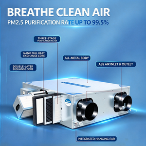 Ventilateur de récupération de chaleur ERV HRV 5000m3/h, système de purification d'air frais, filtre HEPA H13, filtre à charbon, WiFi, RS485, 220V 50Hz, hôpital - Product Image 3