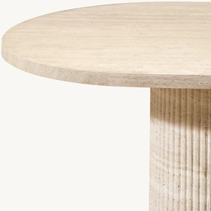 Dream Home Natural Travertine <strong>Dining</strong> <strong>Table</strong> Fluted Double Pedestal Base <strong>Rectangle</strong> Top Wabi Sabi Home Furniture - Product Image 5