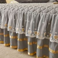 Jupe de lit rembourrée et épaissie, pièce unique, avec dentelle, ensemble trois pièces, jupe de lit brodée
