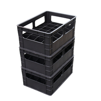 JOIN Caisse de transport en plastique maillée personnalisée pour bouteilles de vin, de jus et de bière, avec compartiments de rangement, capacité 24 bouteilles
