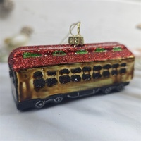 Voiturettes de funicular/voitures de montagne en verre soufflé peint à la main, style vintage, idéales comme pendentifs pour sapin de Noël