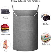 Panier à linge suspendu XL noir avec grande ouverture, léger, pour usage domestique