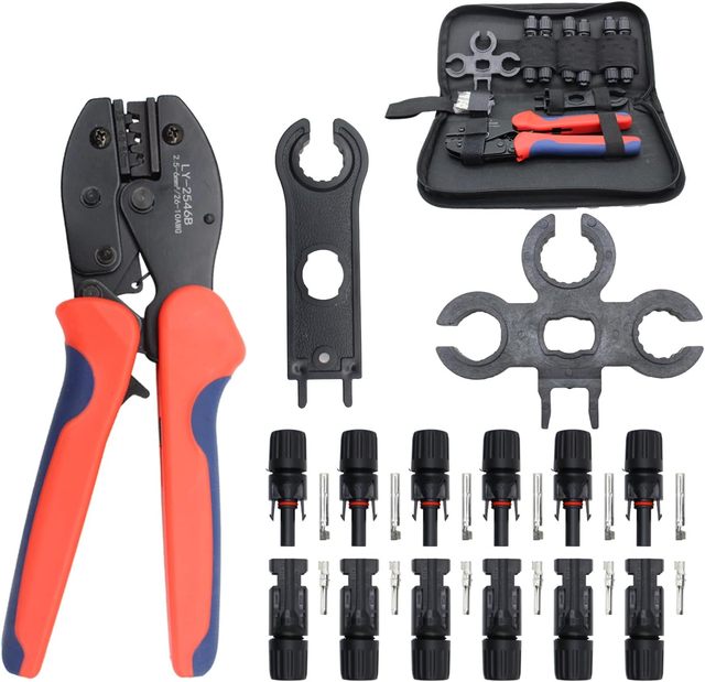 Crimping Pliers Tool Kit Solar Crimper Steel Male Female Solar Panel Cable Connectors for DIY Repairing RV Boat Off-Grid System