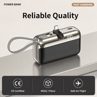 Mini Power Bank Portable 10000mAh avec Charge Rapide 22.5W, Design Capsule Rouge à Lèvres, Câble Intégré, Cadeau d'Entreprise Personnalisé