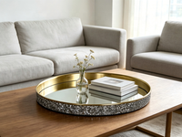 Ensemble de plateaux en métal doré avec base miroir, plateaux décoratifs miroir pour bijoux, cosmétiques, desserts, table, décoration de maison, mariage, fête