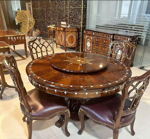 Retro Phong Cách Sang Trọng 6 Chỗ Ngồi Bàn Ăn Đặt Gỗ Nhà Bếp Bữa Ăn Tối Bàn Và Ghế Đặt Đồ Nội Thất Nhà Bếp - Product Image 3