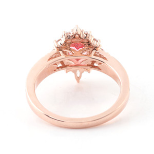 Bague de mariage en or rose 10 carats, tournesol, ovale, paparacha moissanite cultivée en laboratoire, bague <span class=keywords><strong>solitaire</strong></span> pour fête - Product Image 3