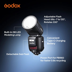 Flash de Cabeza Redonda Godox V100 <span class=keywords><strong>TTL</strong></span> de Iones de Litio Original con 100 Ws para Cámara, Beyond Limits 70 para Sony, Canon, Nikon - Product Image 5