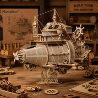 Hamaileon Faible MOQ Décoration de bureau en bois Steampunk, Modèle de navire 3D en bois avec hélice à engrenages mécaniques, Kit de construction vintage, Cadeau pour adultes