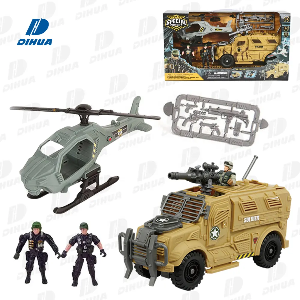 Plastik ordu erkekler oyuncak askerler aksiyon figürleri ile uçak ve kamyon, çocuklar için askeri oyuncak seti oyna Pretend