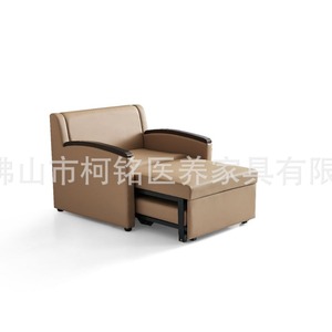 โซฟาเบดหนังสีน้ำตาลเข้มขนาดเดี่ยว ยี่ห้อเค่ยมิง พร้อมที่วางแขนไม้จริง สำหรับใช้ในบ้าน - Product Image 2