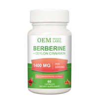 Capsules de berbérine + cannelle de Ceylan, extrait concentré 20:1, soutien métabolique, favorise l'équilibre nutritionnel, complément alimentaire pour adultes, 60 gélules