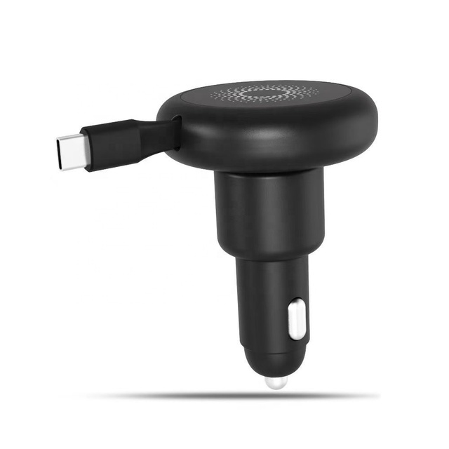 New Product Wholesale Shenzhen 3-in-1 Retractable Cable Car Wireless Charger with Type - c + Dual USB Interfaces