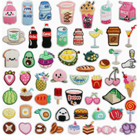 Petites écussons décoratifs en tissu, écusson burger, étiquettes brodées à la machine, badges gâteau boisson, écussons thermocollants