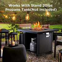 Brasero d'extérieur au propane de 28 pouces, modèle Basic, en acier, de type table carrée, 50 000 BTU, autoportant, avec verre pour foyer, pour patios et fêtes hivernales