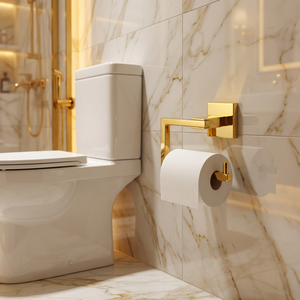 Portarrollos de Papel Higiénico en Forma de L, de Acero Inoxidable SUS304 Dorado, para Montar en la Pared, de Lujo, para Hotel o Villa, OEM ODM, Todos los Acabados Disponibles - Product Image 3