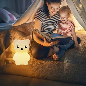 Mini lampe de nuit en silicone en forme de lapin, commande tactile, changement de couleur blanc, alimentée par batterie, lampe décorative, 130mm, 92g - Product Image 2