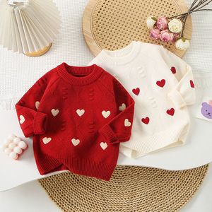 2025 Mùa Thu Trẻ Em Cô Gái Của Mô Hình Trái Tim Đan Áo Thun Áo Len + Màu Đỏ Tutu Váy 2 Pcs Thời Trang Phù Hợp Với Bộ - Product Image 6