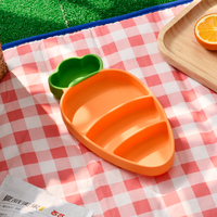Assiette à dîner divisée en silicone écologique pour bébé, motif carotte, avec ventouse, certifiée EN71/CE/CPSIA, collection 2026