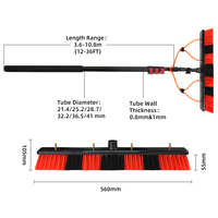 Brosse de nettoyage de panneaux photovoltaïques/solaires télescopique en aluminium de 9 m avec système de verrouillage rapide, système de nettoyage de fenêtres écologique