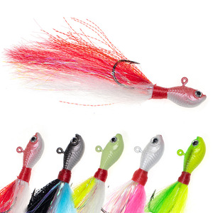 10g 14g 28g 42g câu cá bucktail <span class=keywords><strong>Jig</strong></span> đầu móc vòng bóng đầu móc câu cá lông mồi dài Cast Câu Cá Biển mới đến - Product Image 1