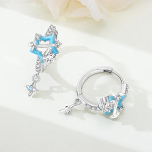 Nuevos Pendientes de Aro con Diseño de Planeta Azul y Circonita Blanca de Corte Redondo, Serie Cielo Estrellado, Joyería Creativa para Mujer - Product Image 3