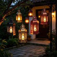 Mini lanterne hexagonale à grille, bougie électronique LED, lumière vintage suspendue, décoration pour mariage, fête, Noël, Pâques