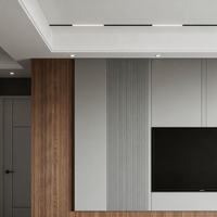 Mueble de TV Moderno de Madera Gris con Estante con Pantalla LED, Mueble Flotante para TV de 65 Pulgadas para Sala de Estar