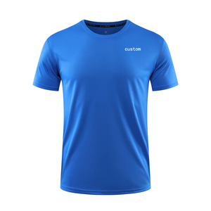 <b>Bright</b> Blue Quick Dry <b>Men</b> T <b>Shirt</b> Breathable Knitted Short Sleeve Sports Tee Custom Logo Crew Neck Training Wear - Product Image 1