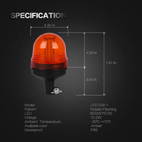 Feu de signalisation rotatif CIGO 60 LED ambre, base flexible, lampe stroboscopique clignotante, lumière d'avertissement d'urgence pour tracteur, chariot élévateur, 12V