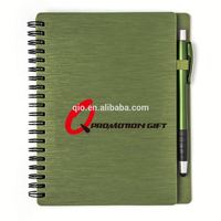 Mercure rond en spirale 70 feuilles doublé ensemble de cahier avec stylo à bille et métallique solide couverture texturée