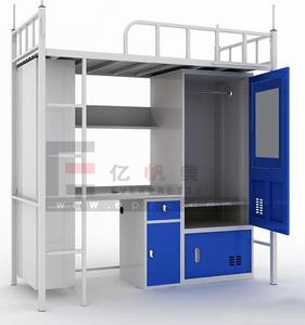 Litera Alta de Metal con Sistema de Casilleros y Escritorio, Muebles para Albergue Juvenil o Dormitorio - Product Image 4