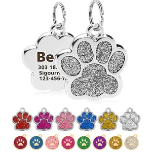 Custom Sublimatie Metalen Hond Id Naam Tags Rvs Dog Tag Gegraveerde Naamplaat Anti-verloren Hanger Metalen Sleutelhanger