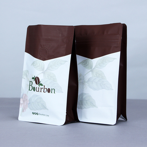 Bolsas de café blancas Bolsa de café <span class=keywords><strong>con</strong></span> cremallera de fondo plano de pie de alta barrera <span class=keywords><strong>con</strong></span> válvula de liberación de aire - Product Image 3