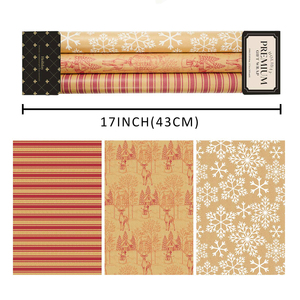 New Design Craft <b>Paper</b> Set of 3 Snowflake & Reindeer Printed Christmas Wrapping <b>Paper</b> <b>Roll</b> Fruit Gift Packing <b>Paper</b> - Product Image 2