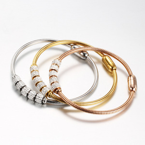 Pulsera Minimalista Europea Americana con Cadena de Serpiente de Diamantes de 3 mm, Cierre Magnético de Aleación de Cobre, Oro Rosa de 18K, Joyería Unisex para Regalo - Product Image 2