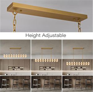 Crystal Rectangular Chandelier for Dining Room and Home <strong>Office</strong> Modern Adjustable Pendant <strong>Light</strong> <strong>Fixture</strong> with LED - Product Image 6