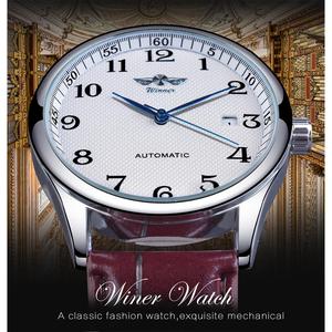 WINNER WRG8024 Montre mécanique automatique classique pour homme, style business, Time Master, cadran blanc en cuir, calendrier, date, Montre Homme - Product Image 3