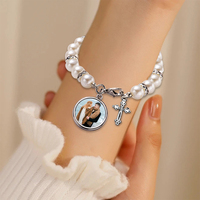Personnalisation rapide en gros à la mode chapelet croix religieux Bracelets pour unisexe Sublimation chapelet Bracelet
