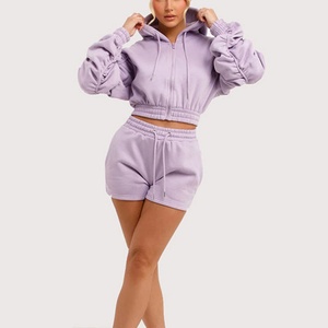 Conjunto de Chaqueta Corta y Pantalones Cortos de Algodón para Mujer, de Alta Calidad, de 2 Piezas, con Bordado y Estampado, Estilo Cortavientos, con Cremallera, Talla Grande, para Otoño - Product Image 4