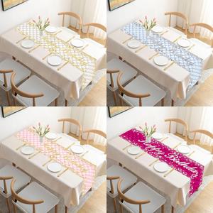 <span class=keywords><strong>Joyeux</strong></span> <span class=keywords><strong>anniversaire</strong></span> décoratif Polyester impression chemins de <span class=keywords><strong>Table</strong></span> 40e <span class=keywords><strong>anniversaire</strong></span> fête <span class=keywords><strong>Table</strong></span> décorations tissu nappe pour la décoration intérieure - Product Image 3