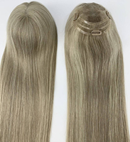 Prothèse capillaire en cheveux humains vierges européens, tissée à la main pour la dentelle, pour femmes, couleur balayage blond cendré, densité 150%