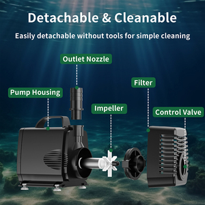 Pompe à eau submersible pour aquarium et bassin de rochers, filtre électrique domestique basse pression, pompe de circulation pour petit bassin à poissons 2500L/H - Product Image 2